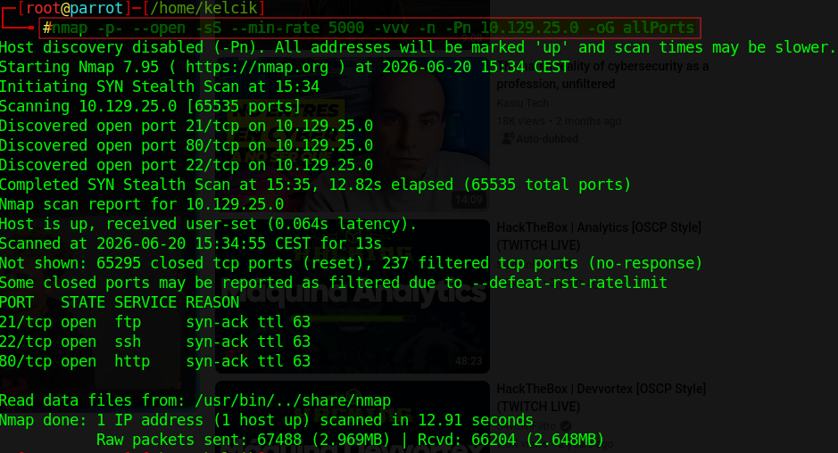 Escaneo Nmap — puertos abiertos y protocolos
